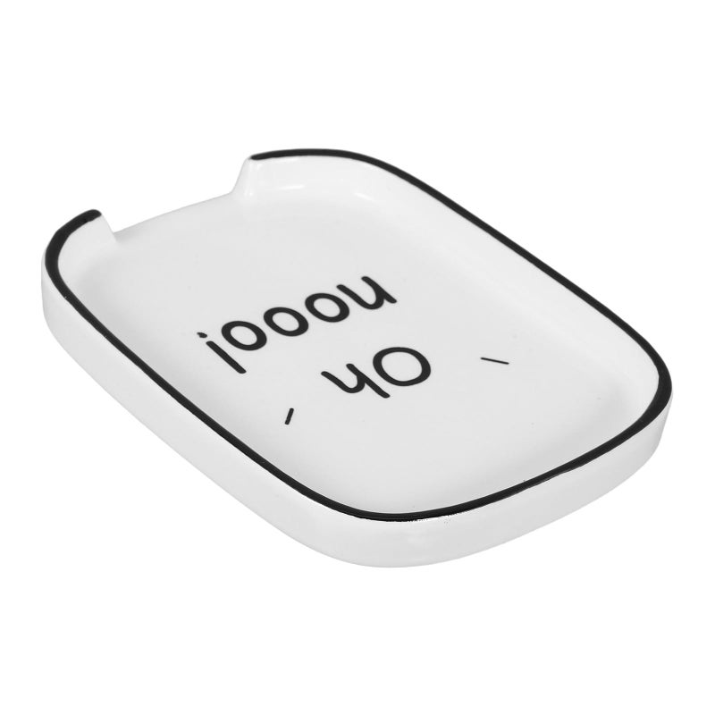 White Ceramic Spoon Rest Square Kitchen Utensil Holder For Countertop - Image 2