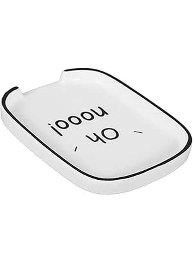 White Ceramic Spoon Rest Square Kitchen Utensil Holder For Countertop - Image 1