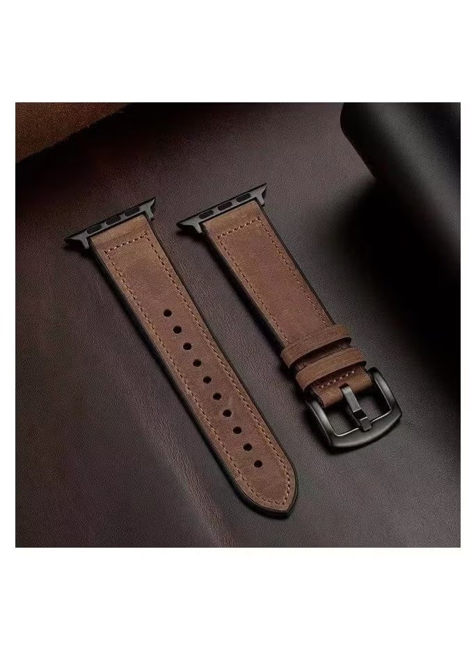 Leather watch band, compatible with Apple Watch band 38mm 40mm 41mm 42mm 44mm 45mm 49mm, leather bracelet for iWatch Ultra 2/Ultra Series 9/8/7/6/5/4/3/2/1/SE/SE2, suitable for men and women - Image 4
