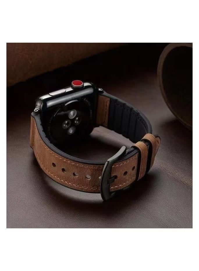Leather watch band, compatible with Apple Watch band 38mm 40mm 41mm 42mm 44mm 45mm 49mm, leather bracelet for iWatch Ultra 2/Ultra Series 9/8/7/6/5/4/3/2/1/SE/SE2, suitable for men and women - Image 3