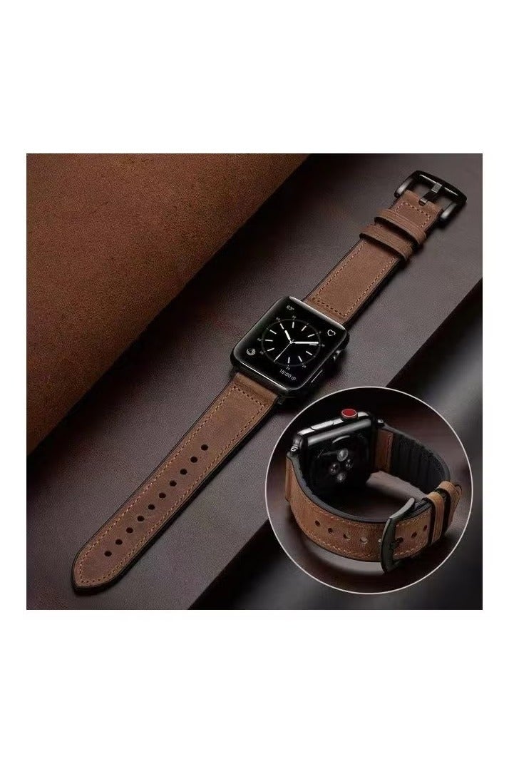 Leather watch band, compatible with Apple Watch band 38mm 40mm 41mm 42mm 44mm 45mm 49mm, leather bracelet for iWatch Ultra 2/Ultra Series 9/8/7/6/5/4/3/2/1/SE/SE2, suitable for men and women - Image 2