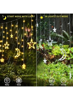 Generic Star Moon Curtain Ramadan Lights for Bedroom Decor,3.5M Ramadan Decorations Light,Eid Moon Window String Lights,8 Flash Modes Led String Fairy Lights Stars Shaped And Moon Curtain Decorative Lights  - Image 4