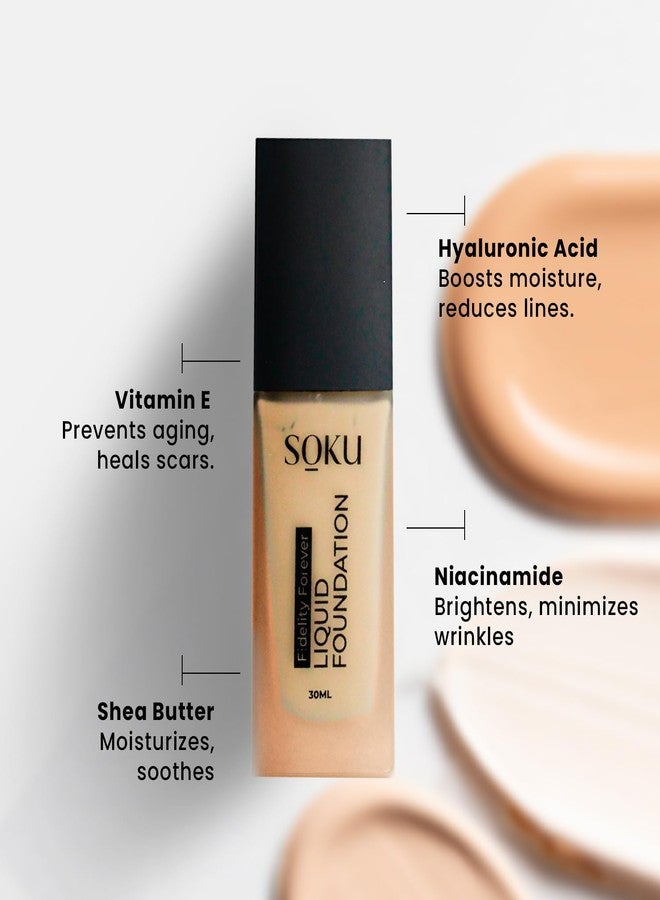 SOKU Fidelity Forever Liquid Buildable Coverage Foundation | With Shea Butter & Vitamin E | For All Skin Types | Satin Finish, Long-Lasting with a Silky Texture (Biskotti-06) - 30ml - Image 3