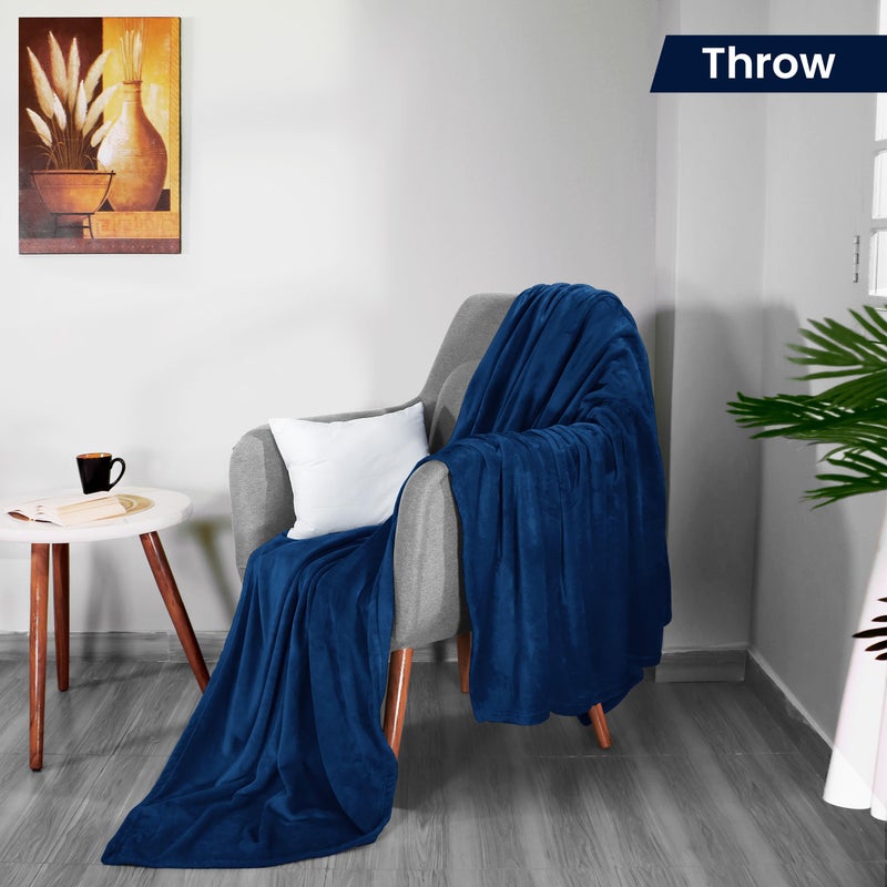 Utopia Bedding Fleece Blanket Throw Size Navy 300GSM Luxury Anti-Static Fuzzy Soft Microfiber Blanket for Couch, Sofa and Bed (60x50 Inch) - Image 2