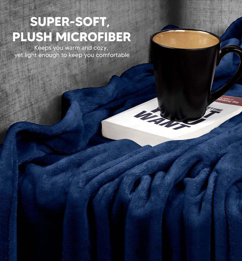 Utopia Bedding Fleece Blanket Throw Size Navy 300GSM Luxury Anti-Static Fuzzy Soft Microfiber Blanket for Couch, Sofa and Bed (60x50 Inch) - Image 3