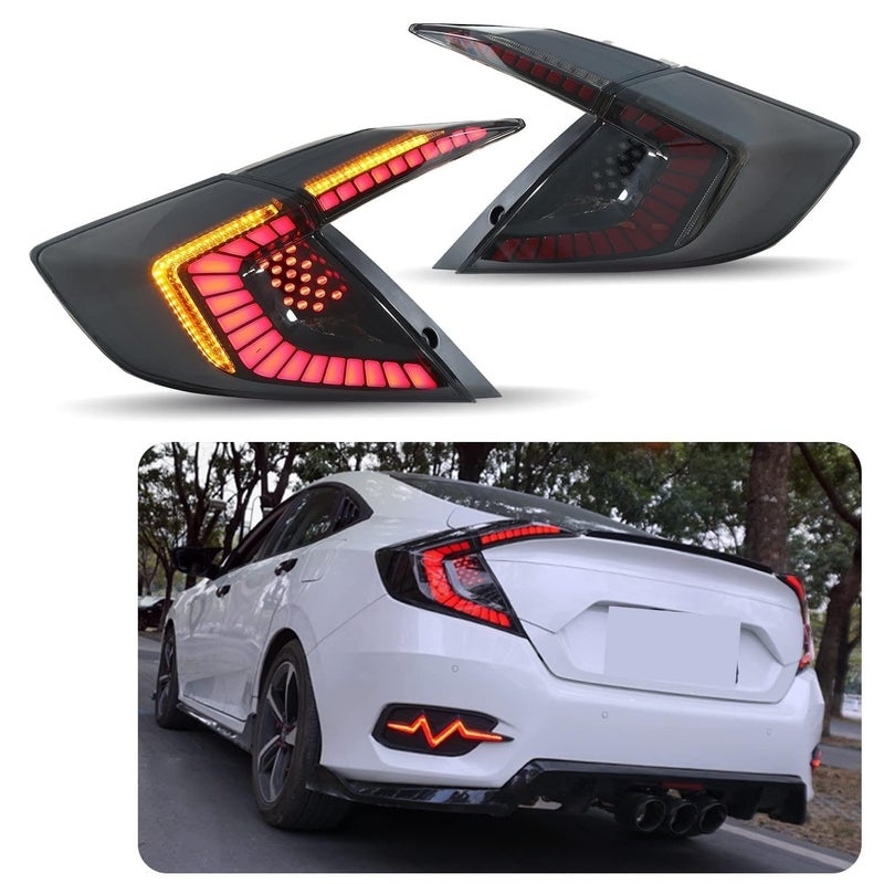 inginuity time LED Tail Lights For Honda Civic 10Th Generation 20162021 DRL Start Up Animation Rear Lamp Assembly Not Fit For Hatchback