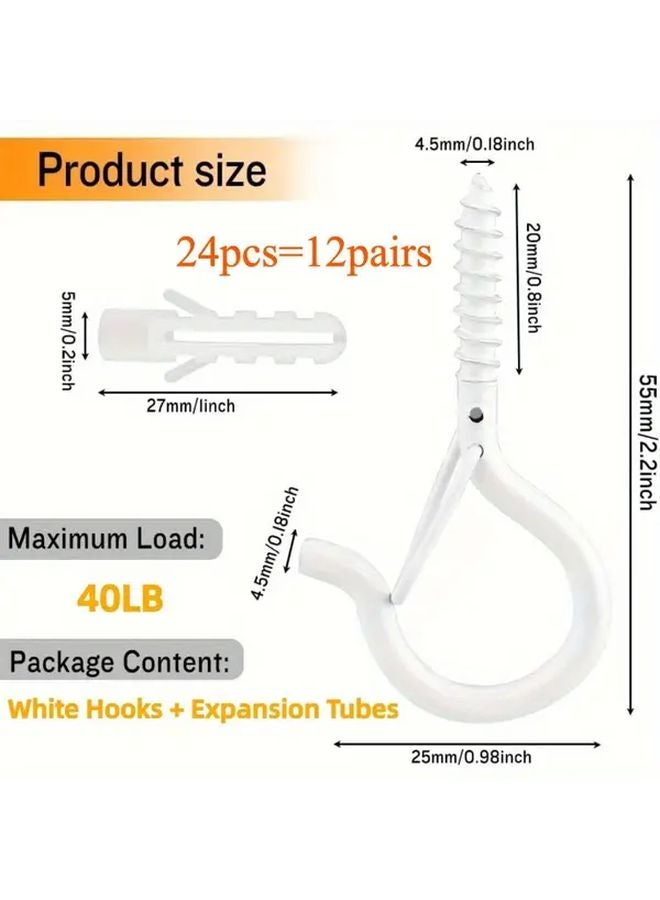 24pcs Heavy Duty Metal S Hooks Anti Loss Quick Release Screws For Outdoor String Lights - Image 1