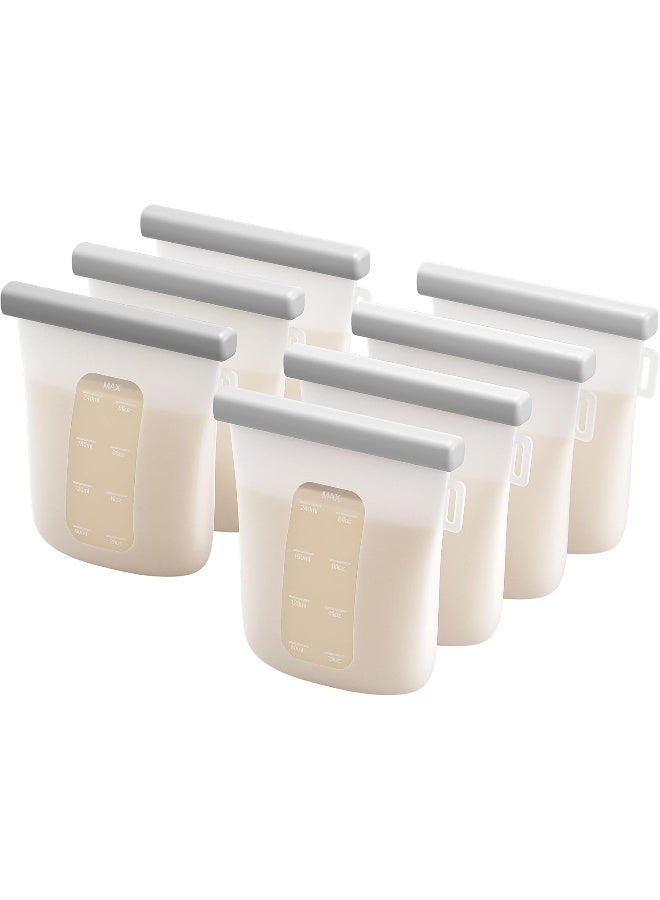 نوليا Nuliie 7 Pcs Silicone Breastmilk Storage Bags Reusable, 8oz/240ml Double Leak-Proof Breastmilk Freezer Bags, BPA Free Self-Standing Milk Bags for Breastfeeding, Baby Food Pouches - Image 1