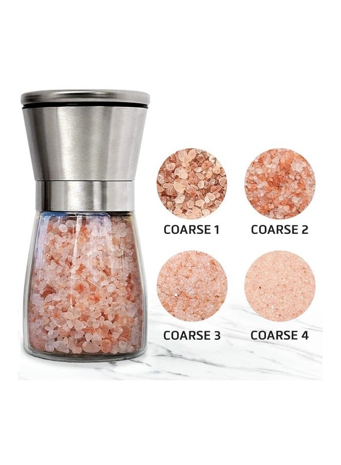 Beautiful Stainless Steel Salt and Pepper Grinder Set of 2 - Pepper Mill & Salt Mill with Adjustable Coarseness - Glass Spice Shakers - Image 2