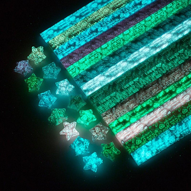 QTFHR Yeooyoor Origami Stars Papers Package DIY Paper, 600 Sheets - 20 Colors (Glows in the Dark) - Image 5