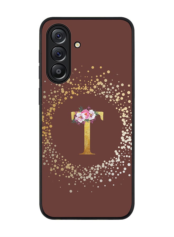 Stylizedd For Samsung Galaxy A56 5G Case,Slim fit Camera Protection, Shockproof Thin Phone cover  - Custom Monogram Floral - T  (Brown ) - Image 1