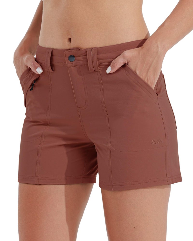 Willit Women's Golf Hiking Shorts Quick Dry Athletic Casual Summer Shorts with Pockets 4.5 in Cacao 16 - Image 1