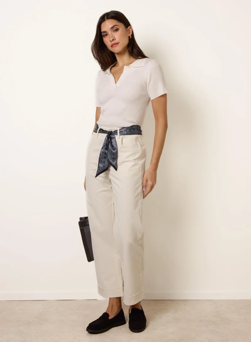 بلو فانيلا Scarf Belt Trousers