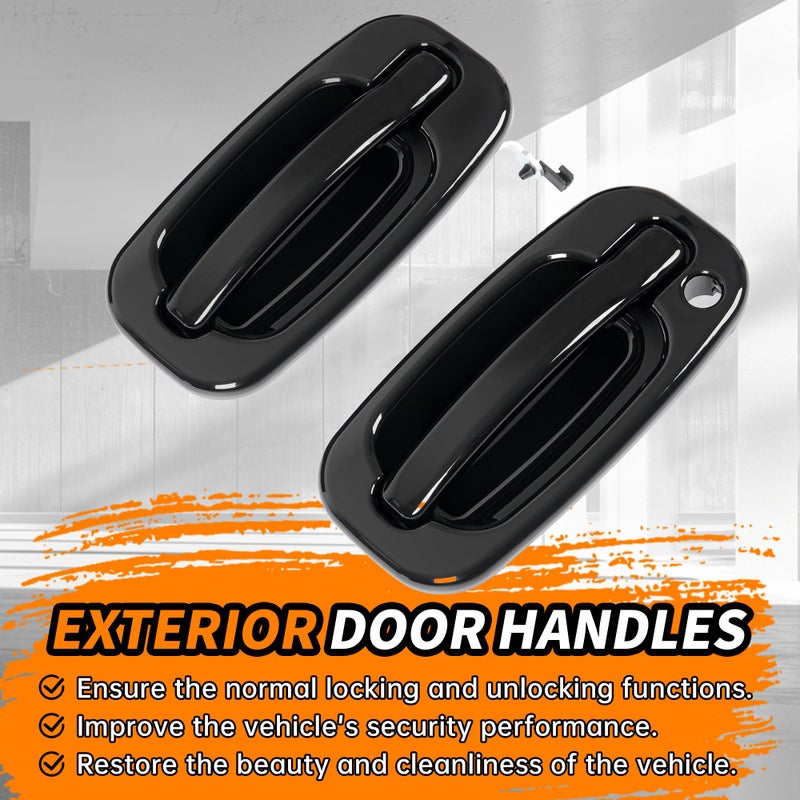 KUAFU Exterior Door Handles Compatible with 1999-2007 Chevy Chevrolet Silverado Suburban Tahoe Avalanche/GMC Sierra Yukon/Cadillac Escalade Outside Door Handles w/1 Keyhole Black FLR - Image 4