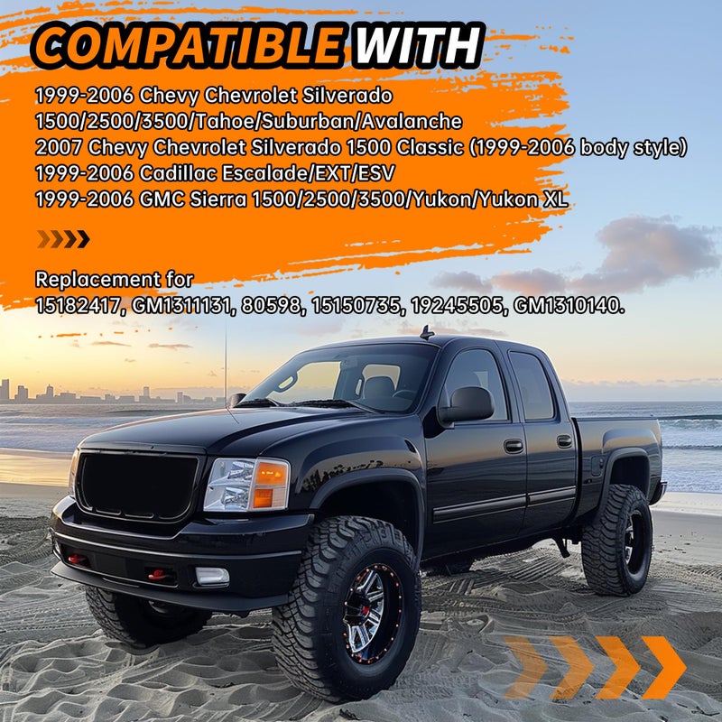 KUAFU Exterior Door Handles Compatible with 1999-2007 Chevy Chevrolet Silverado Suburban Tahoe Avalanche/GMC Sierra Yukon/Cadillac Escalade Outside Door Handles w/1 Keyhole Black FLR - Image 2