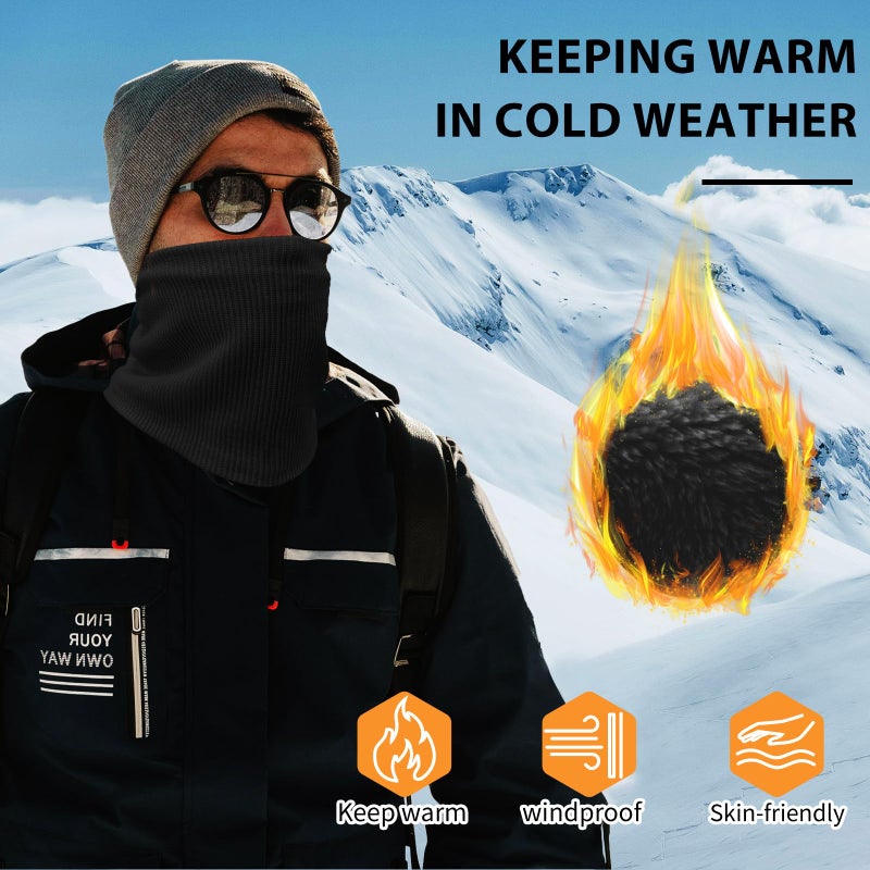 Beurlike Winter Neck Warmer Gaiters for Men Women Windproof Thermal Fleece Ski Face Mask Cover Neck Scarf for Cold Weather(Black) - Image 3