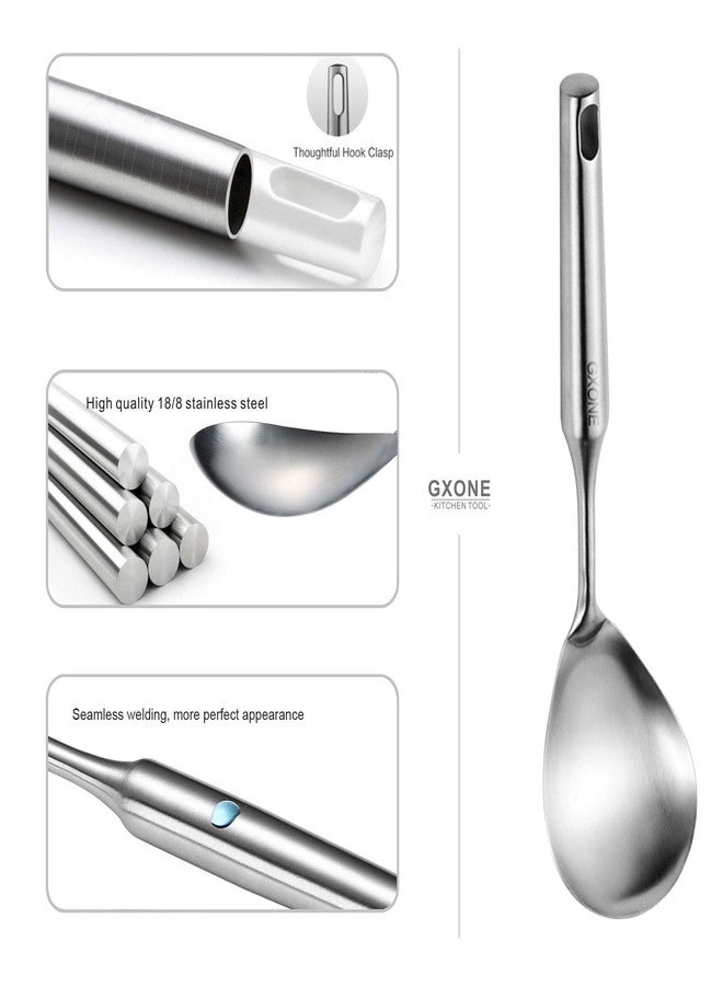 GXONE Cooking Spoon,304 Stainless Steel Large Serving Spoons,Silver/12.6Inch - Image 5