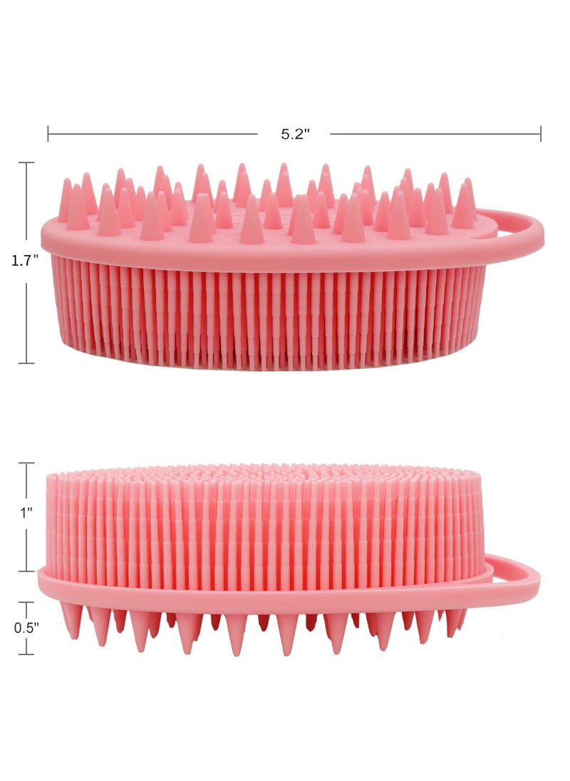 RTYY Upgrade 2 in 1 Bath and Shampoo Body Brush, Silicone Exfoliating Body Scrubber for Use in Shower, Premium Silicone Loofah, Head Scrubber, Scalp Massager, Easy to Clean (1PC Pink)  - Image 5