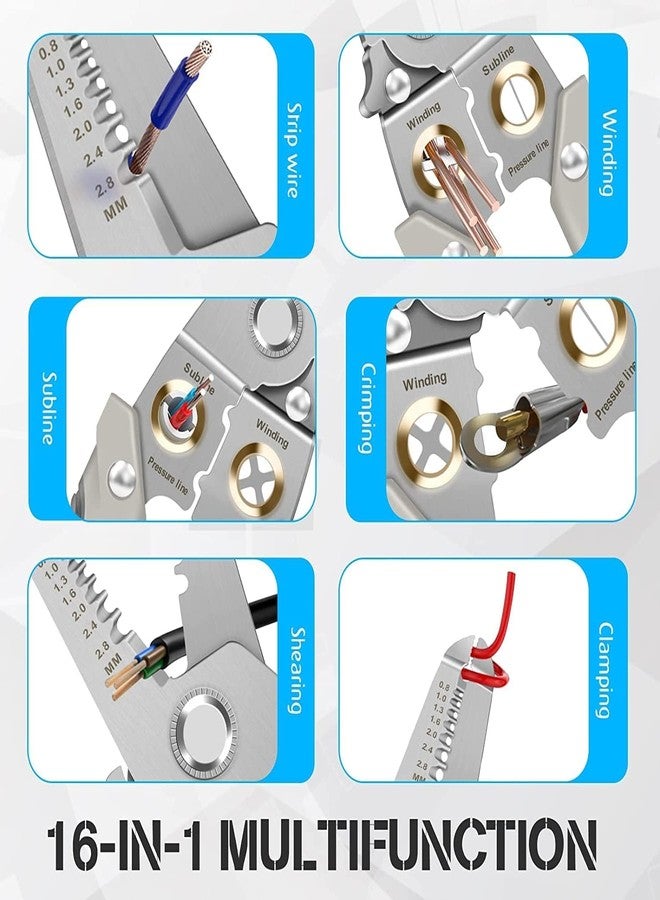 Nexllent Wire Strippers MultiFunctional Wire Splitting Pliers Crimper Cable Cutter Wire Stripping Tool and Cable Stripping, Cutting, Winding, Crimping Precision Stainless Steel Wrench Tool - Image 4