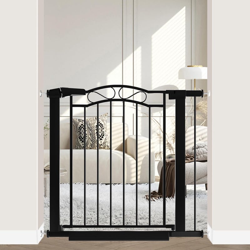 Fairy Baby Black Baby Gate with DoorWalk Through Baby Gates for Stairs Pressure Mounted no DrillIndoor Tension Metal Child Pet Dog Safety Gate 32283504 Wide 