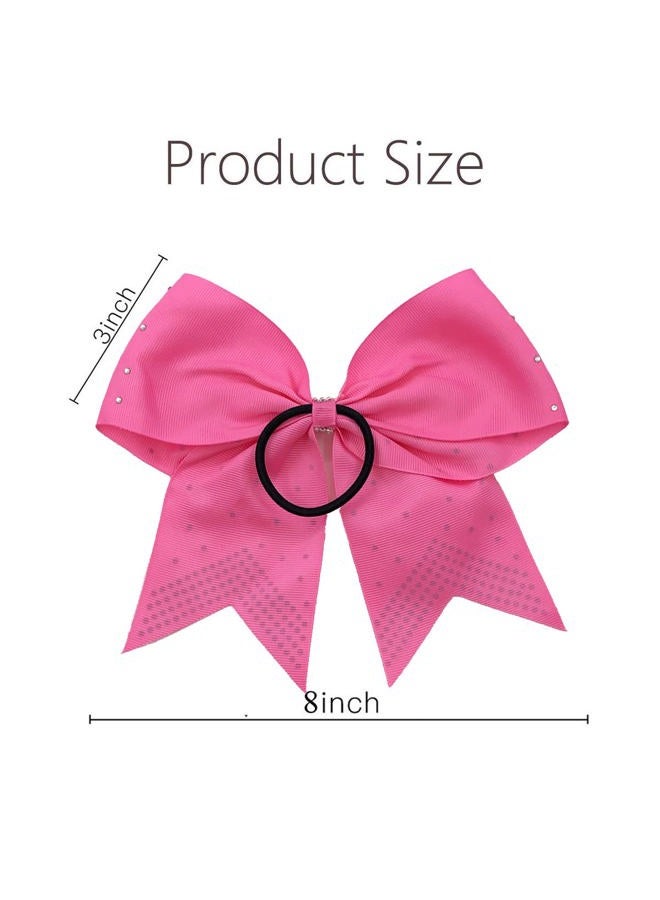 Hipcheer 12PCS 8" Rhinestones Large Cheer Hair Bows for Girls, Hand-made Grosgrain Ribbon Hair Accessories for Teen Girls Softball Cheerleader Sport (Hot Pink) - Image 5