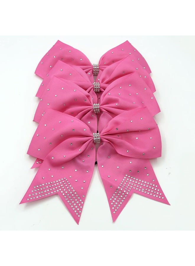 Hipcheer 12PCS 8" Rhinestones Large Cheer Hair Bows for Girls, Hand-made Grosgrain Ribbon Hair Accessories for Teen Girls Softball Cheerleader Sport (Hot Pink) - Image 3
