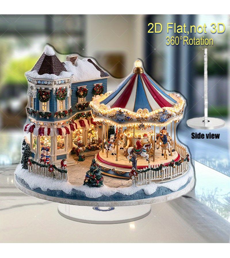 2D Flat Acrylic Christmas Carousel Decor With 360 Rotation Motion A - Image 4