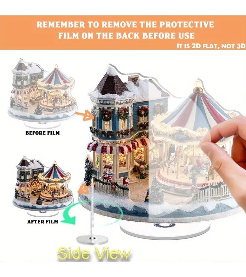 2D Flat Acrylic Christmas Carousel Decor With 360 Rotation Motion A - Image 5