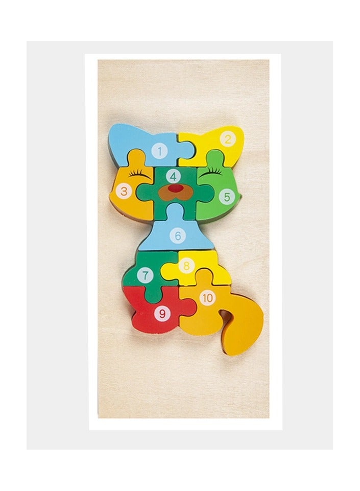 Montessori Cat Wooden Puzzle Toy for Kids - Image 1
