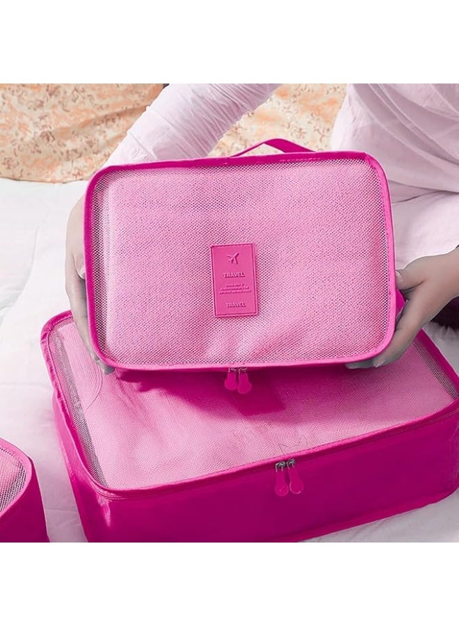 Set of 6-Piece Travel Luggage Storage Bags 3 Travel Packing Cubes + 3 Small Clothing Organizers (Fuchsia) - Image 5
