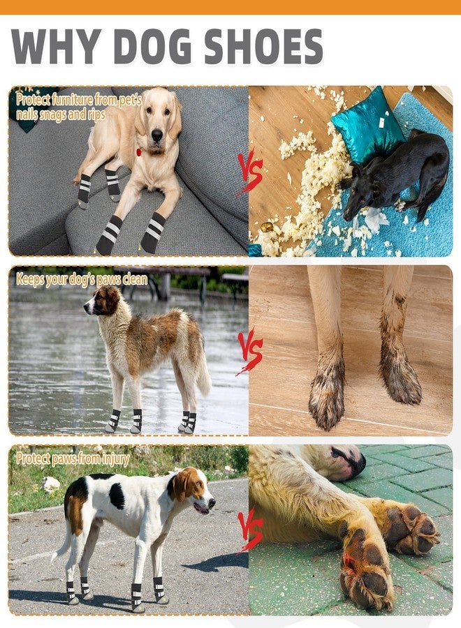 كولتيل أحذية كولتايل للكلاب الكبيرة، أحذية مقاومة للماء ومضادة للانزلاق، تحمي أقدام الكلاب من الانزلاق على الأرضيات الخشبية، مناسبة للمشي في الهواء الطلق على الأرصفة الساخنة والثلج، تمنع لعق القدمين والانزلاق، متوفرة باللون الأسود، مقاس 7 للكلاب الكبيرة جدًا (L/XL). - Image 5