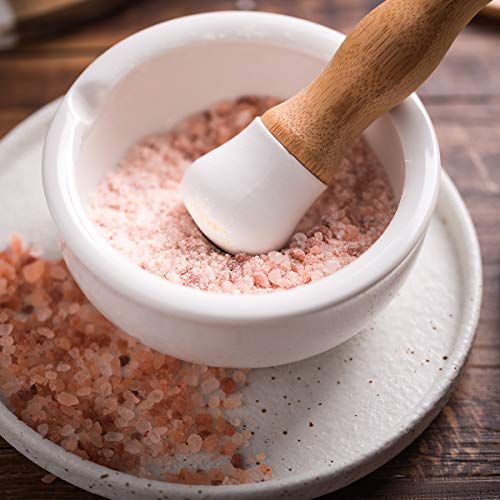 E-liu Porcelain Mortar and Pestle Set – Pill Crusher, Spice Grinder, Herb Bowl, Pesto Powder – Molcajete for Salt - Plus Lid/Non-Slip Base - Image 5