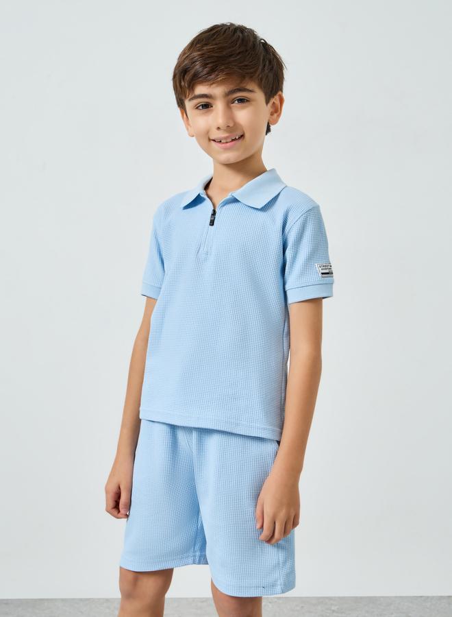 ستايلي طقم أزرق قطني من بولو وشورت للأولاد - Image 2