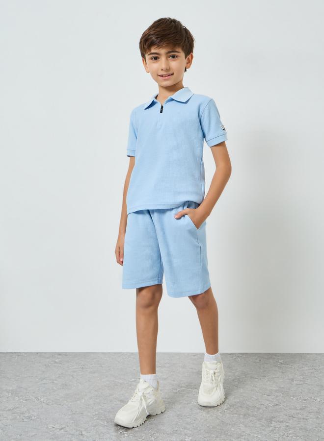 ستايلي طقم أزرق قطني من بولو وشورت للأولاد - Image 3