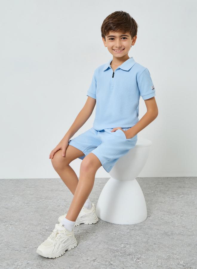 ستايلي طقم أزرق قطني من بولو وشورت للأولاد - Image 1