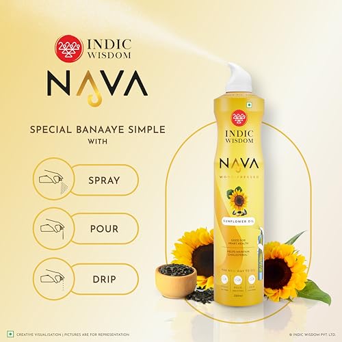 IndicWisdom's Nava Oil Spray Wood Pressed Sunflower Oil (No Aerosol/CFCs/Preservatives)(Cold Pressed - Oil Spray) - Image 2
