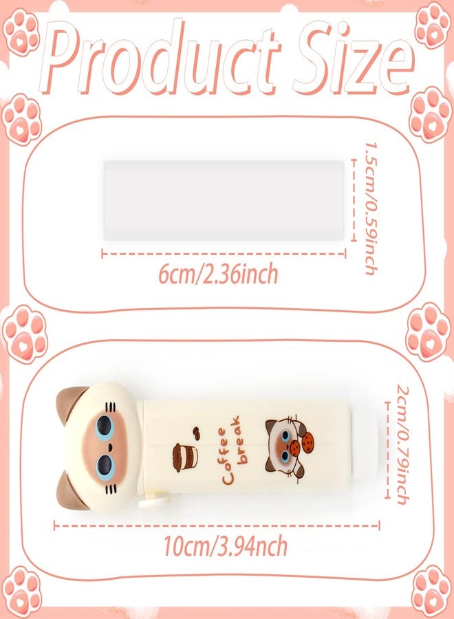 Benvo 4 Pcs Sliding Retractable Pencil Erasers with Cute Cat Plastic Sleeve Kawaii Erasers for School Home Office Clean Erase Rubber(4 Colors) - Image 2