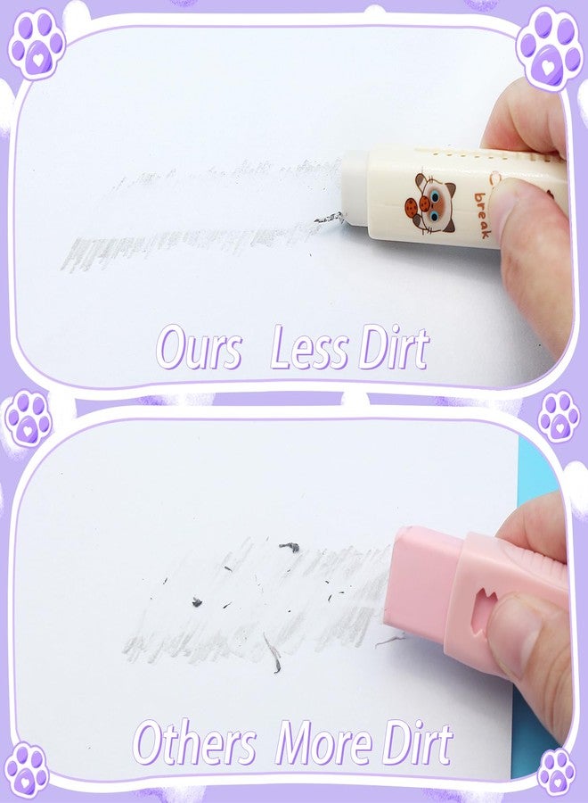 Benvo 4 Pcs Sliding Retractable Pencil Erasers with Cute Cat Plastic Sleeve Kawaii Erasers for School Home Office Clean Erase Rubber(4 Colors) - Image 4