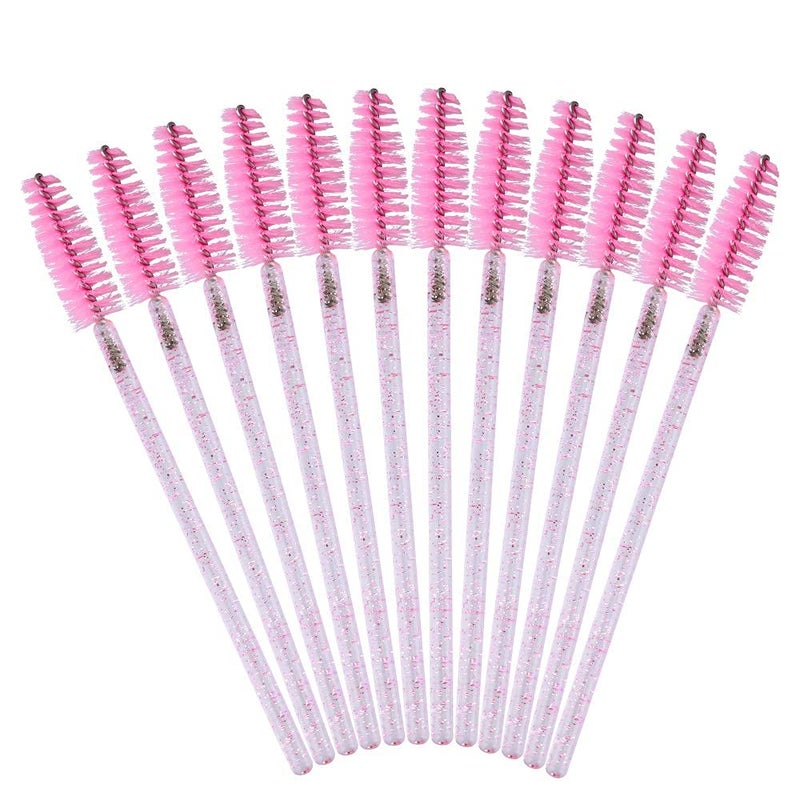 G2PLUS 500PCS Crystal Eyelash Mascara Brushes Wands Applicator Makeup Kits Mascara Wands Lash Spoolies for Eyelash Extensions and Eyebrow Brush (Pink) - Image 3