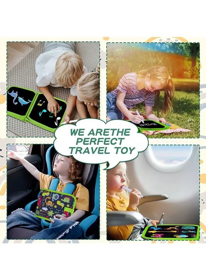 6 Pages Portable Erasable Drawing Pad Reusable Sketchpad Painting Book with 3 Colored Erasable Pens for Kids Toddlers Green  - Image 4