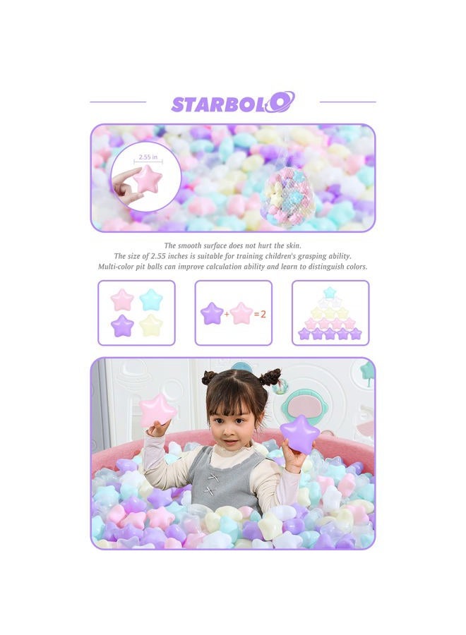 STARBOLO Star Ball Pit Balls - Pack of 100 Macaron Balls BPA&Phthalate Free Non-Toxic Crush Proof Ocean Ball Soft Plastic Balls for 1-5 Years Kids Birthday Pool Tent Party. - Image 3