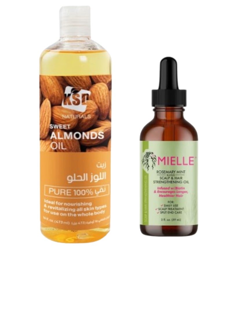 KSD Pure Moisturizing Almond Body Oil Clear 473ml +Miele scalp and hair tonic oil with rosemary and mint extract 59 ml 59 milliliter  - Image 2