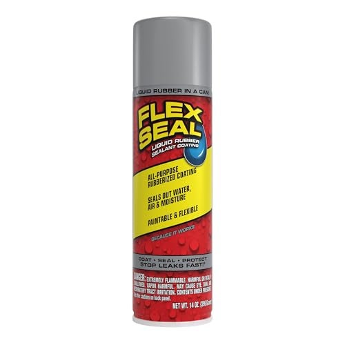 Flex Seal, 14 oz, 1-Pack, Gray, Stop Leaks Instantly, Waterproof Rubber Spray On Sealant Coating, Perfect for Gutters, Wood, RV, Campers, Roof Repair, Skylights, Windows, and More - Image 1