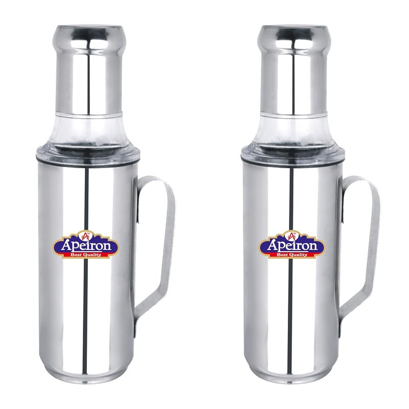 Apeiron Stainless Steel Nozzle Oil Dispenser with Handle Pack of 2 500ml Each