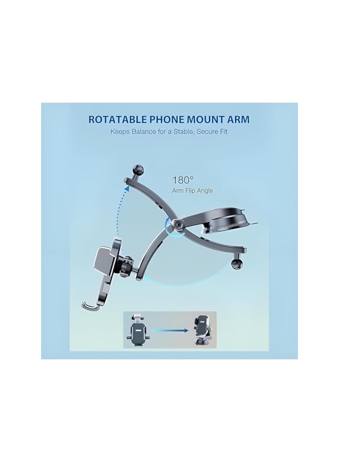 S-TOP Car Phone Holder, Universal Car Vent Mount with Strong Grip Clip, Adjustable Phone Stand for Driving Navigation, Compatible with Most Smartphones and Thick Cases (Black) - Image 1