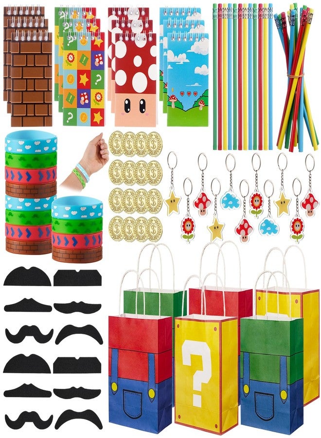 Vanblue 97 Pcs Super Brother Party favors Set Gift Brother Birthday Decorations Super Video Game Brother Classroom School Reward Notepads Fake Mustaches Goodie Bag Stuffers - Image 1