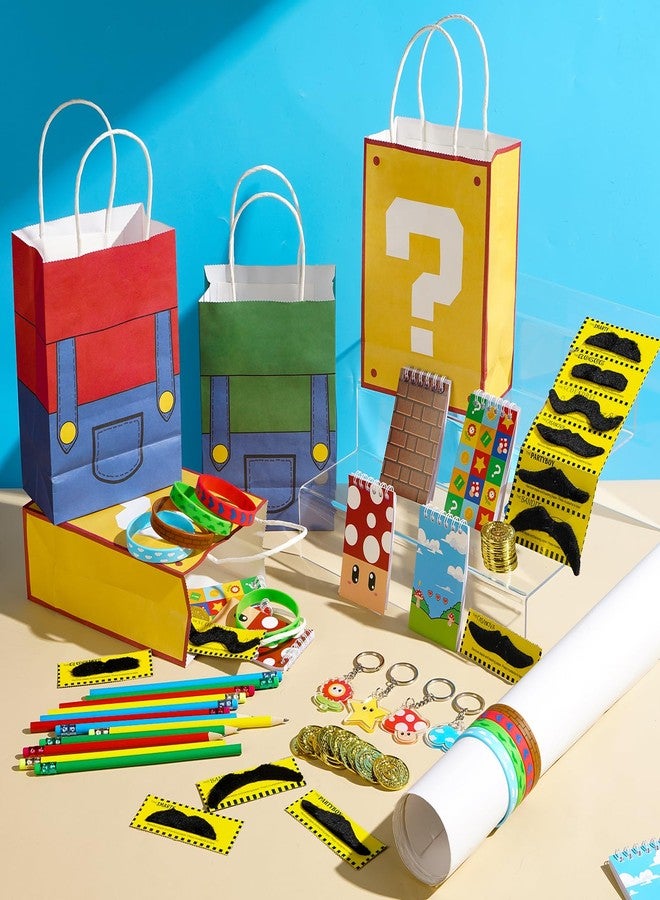 Vanblue 97 Pcs Super Brother Party favors Set Gift Brother Birthday Decorations Super Video Game Brother Classroom School Reward Notepads Fake Mustaches Goodie Bag Stuffers - Image 2
