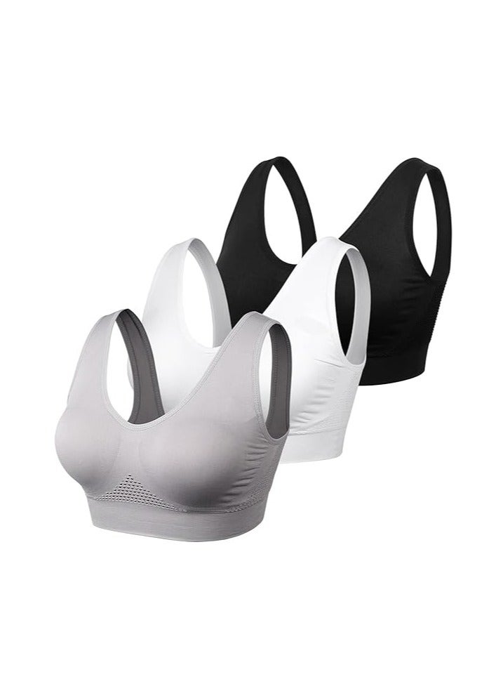 Women Sports Bra Comfortable Sleep Bras No Underwire Seamless Workout Yoga Bra of 3 Pack - Image 1