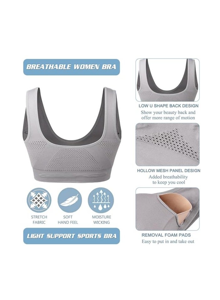 Women Sports Bra Comfortable Sleep Bras No Underwire Seamless Workout Yoga Bra of 3 Pack - Image 5