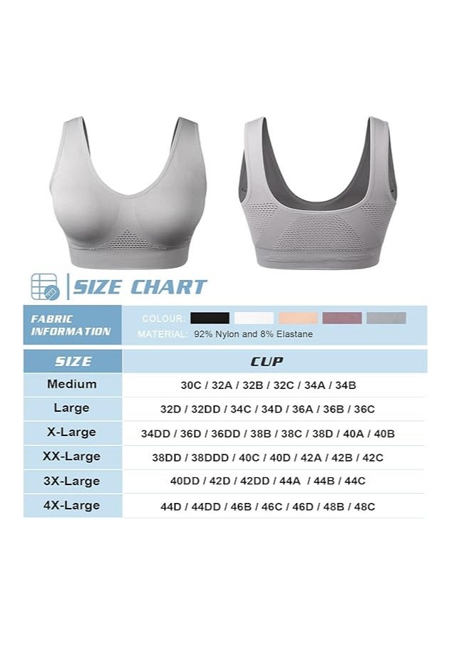 Women Sports Bra Comfortable Sleep Bras No Underwire Seamless Workout Yoga Bra of 3 Pack - Image 4